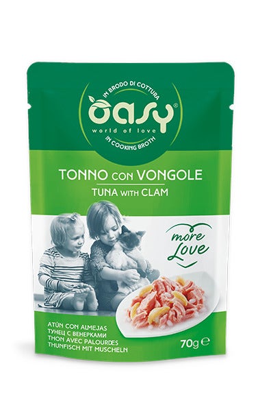 Oasy Wet Cat More Love Tonno Con Vongole Cibo Umido Per Gatti Adulti 70g-2