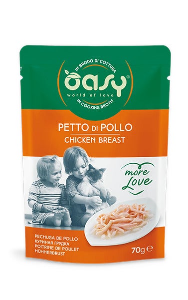 Oasy Wet Cat More Love  Petto di Pollo Cibo Umido Per Gatti Adulti 70g-2