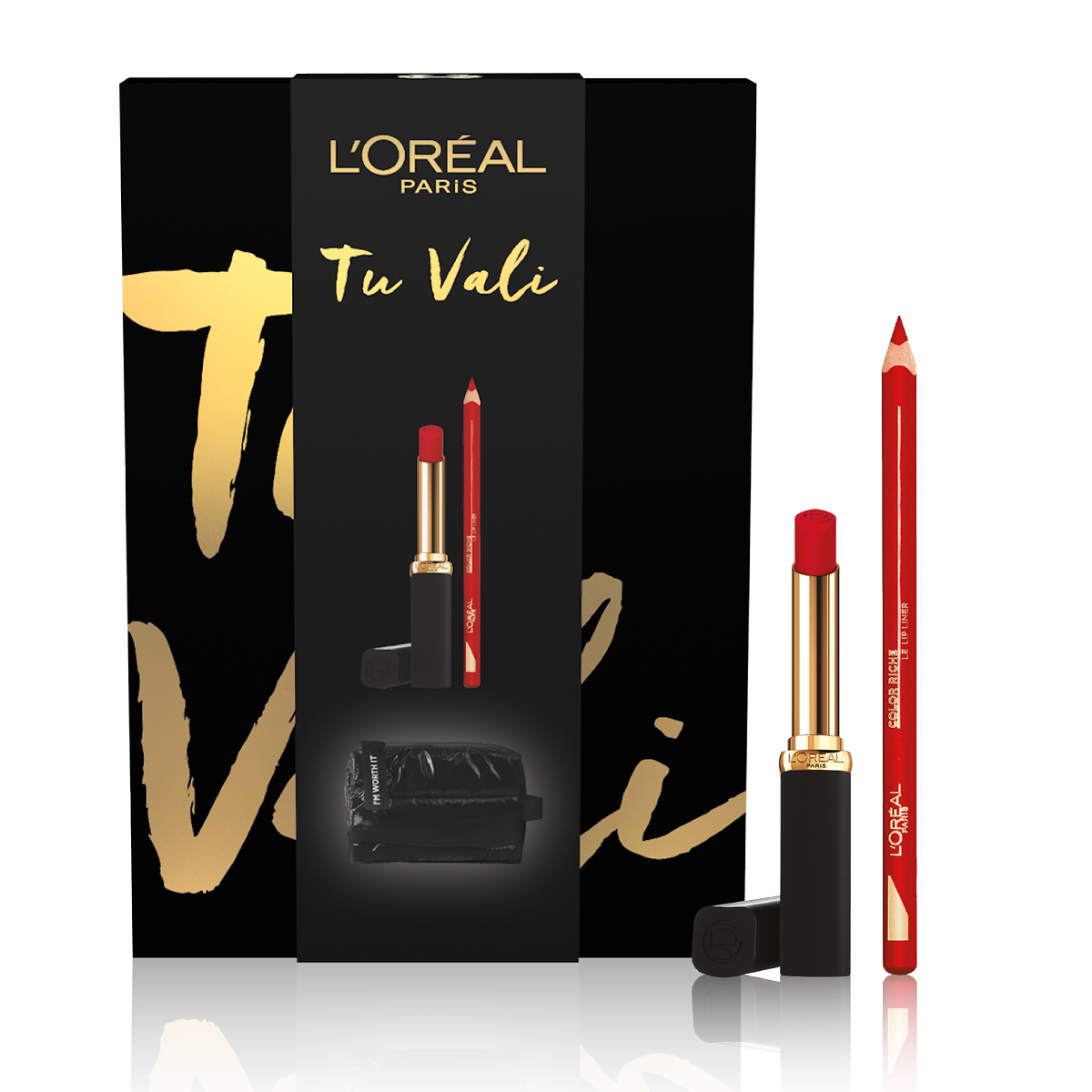 L'Oréal Paris Self Confidence Box Mini Beauty Nero Kit Lips + Rossetto + Matita Labbra-2
