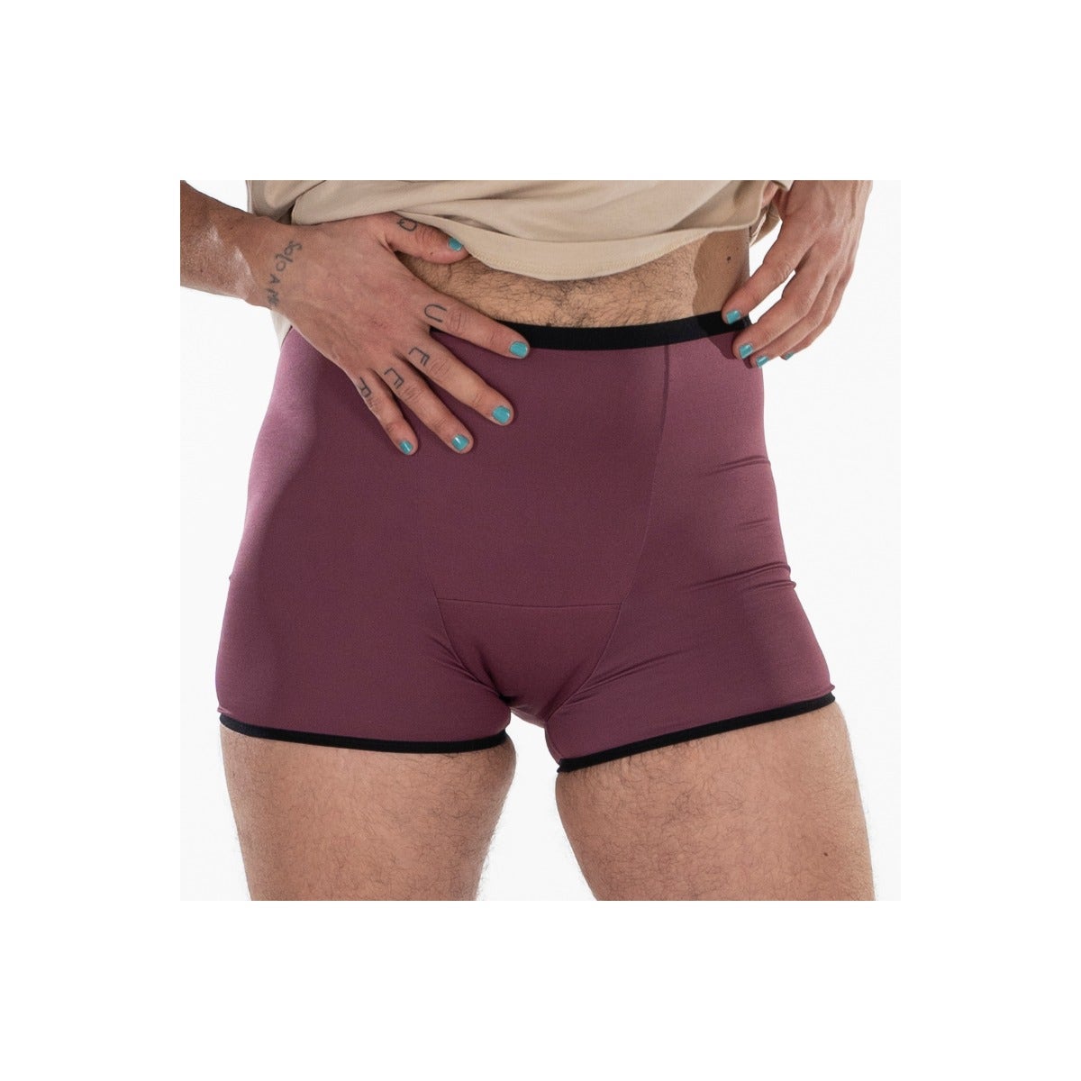 Fluyda Boxer Linea Basic Mutandina Assorbente Nero/Vinaccia Taglia M-6