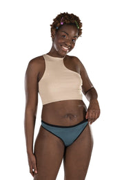 Fluyda Tanga Linea Basic Mutandina Assorbente Nero/Petrolio Taglia M-6