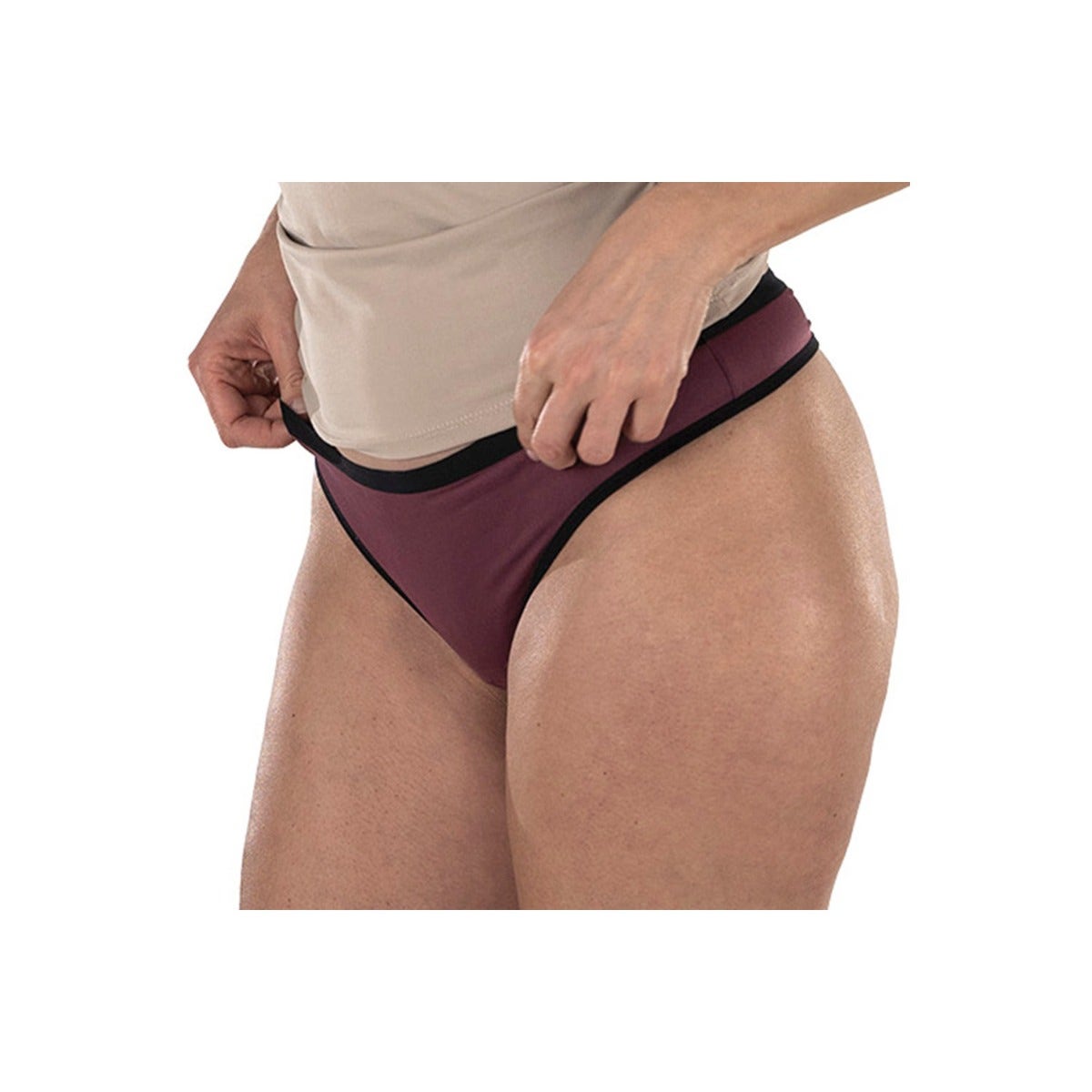 Fluyda Tanga Linea Basic Mutandina Assorbente Nero/Vinaccia Taglia M-4