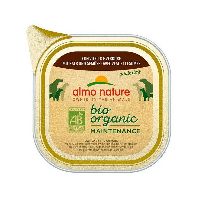 Almo Nature Daily Menù Bio Organic Maintenance Cibo Umido Con Vitello/Verdure Per Cani Adulti Vaschetta 100g-1
