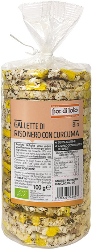Fior Di Loto Gallette Riso Nero Curcuma Bio 100g - 1