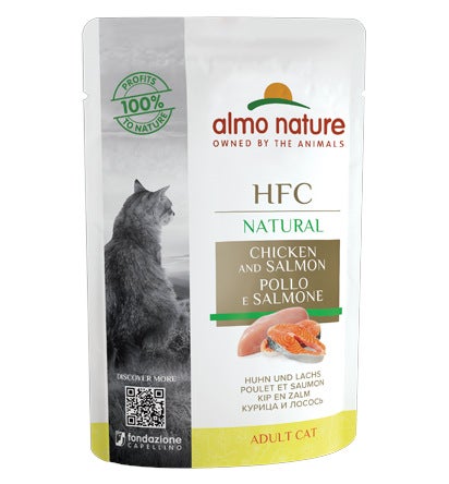 Almo Nature HFC Natural Gusto Pollo&Salmone Cibo Umido Gatti Adulti Busta 55g-3