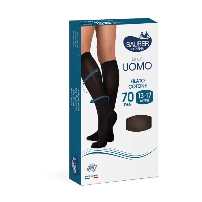 Sauber Linea Uomo Cotone Calza 70 Den Nero Taglia M-4