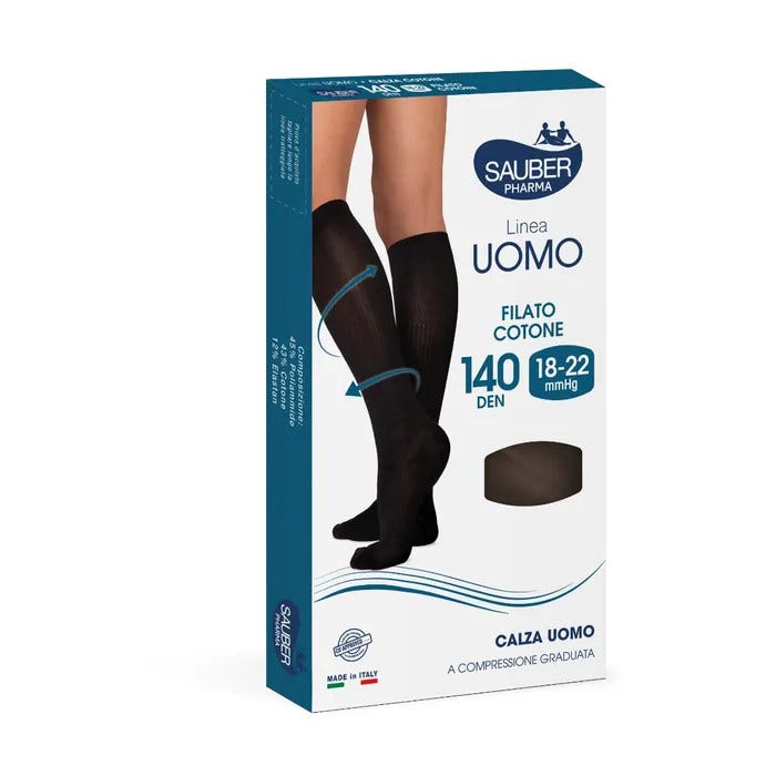 Sauber Linea Uomo Cotone Calza 140 Den Blu Taglia S/M-4