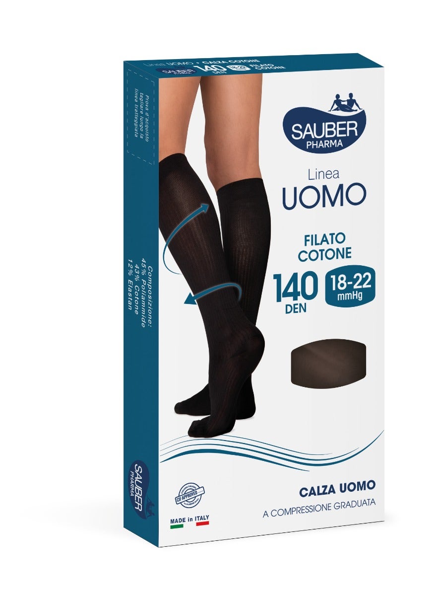 Sauber Linea Uomo Cotone Calza 140 Den Nero Taglia L/XL-6