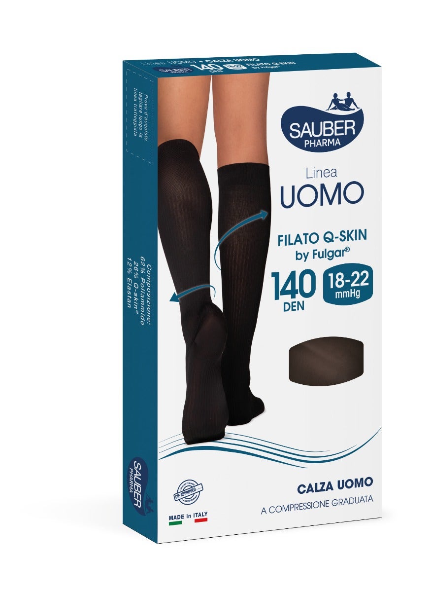 Sauber Linea Uomo Q-Skin Calza 140 Den Blu Taglia L/XL-3