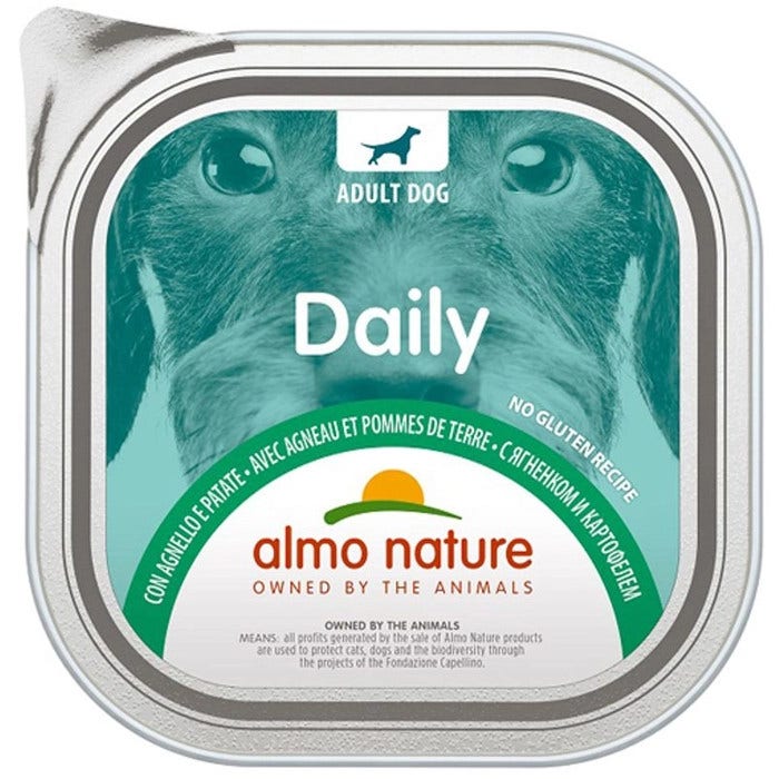 Almo Nature Daily Agnello e Patate Alimento Umido Per Cani Adulti Vaschetta 300g-1