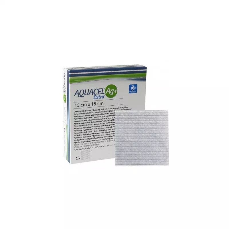 Aquacel AG+ Extra medicazione sterile 5 pezzi 15x15cm-1
