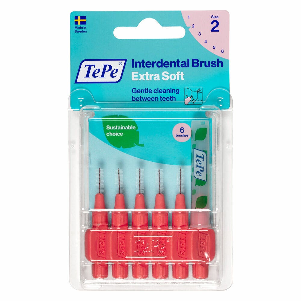 TePe Scovolino Extra Soft Rosso Per Pulizia Interdentale Misura ISO 2 (filo 0,5 mm) 6 Pezzi-1