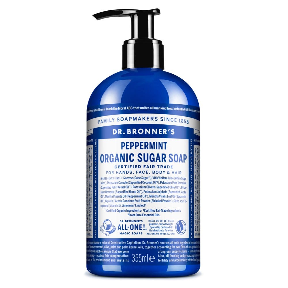 Dr. Bronner's Sapone Di Zucchero Bio Menta Piperita 355ml-1
