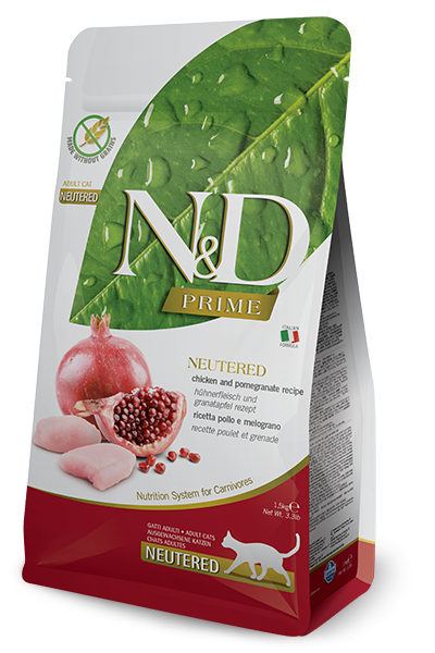 Farmina N&D Prime Neutered Pollo E Melograno Gatti Adulti Sterilizzati Sacco 300g-1