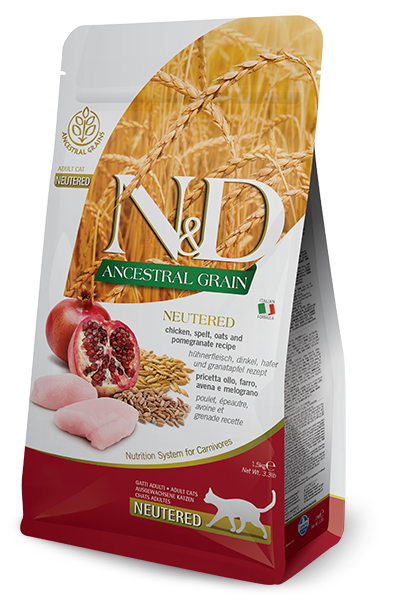 Farmina N&D Ancestral Grain Neutered Pollo E Melograno Gatti Adulti Sterilizzati Sacco 1,5kg-1