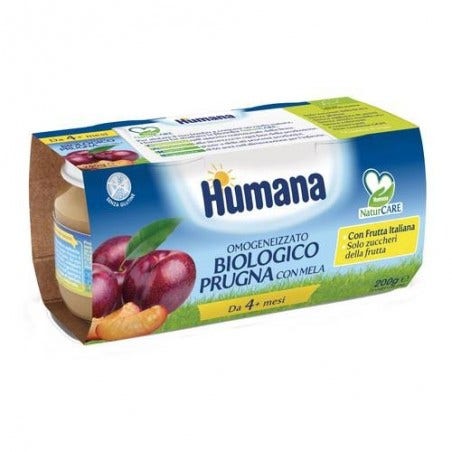 Humana Omogeneizzato Prugna Con Mela Biologico 2x100g 4Mesi+-4