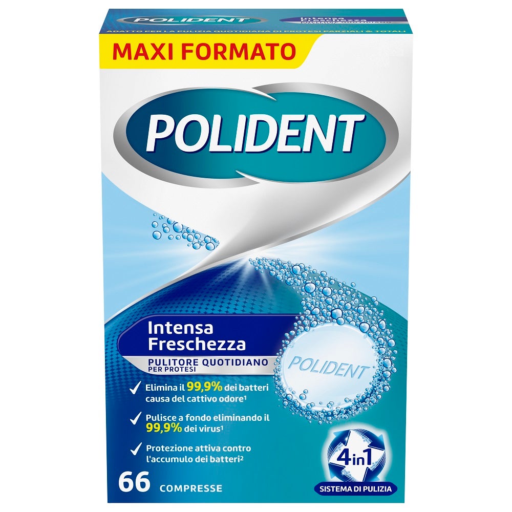 Polident Intensa Freschezza Pulitore Protesi Dentale 4 in 1 66 Compresse -3