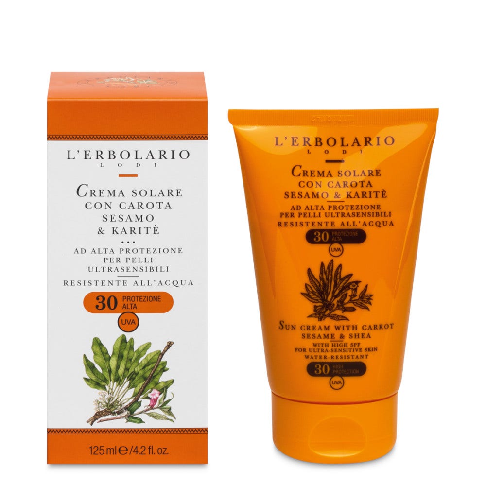 L'Erbolario Crema Solare Pelli Ultrasensibili Carota/Sesamo/Karitè 125ml SPF30-3