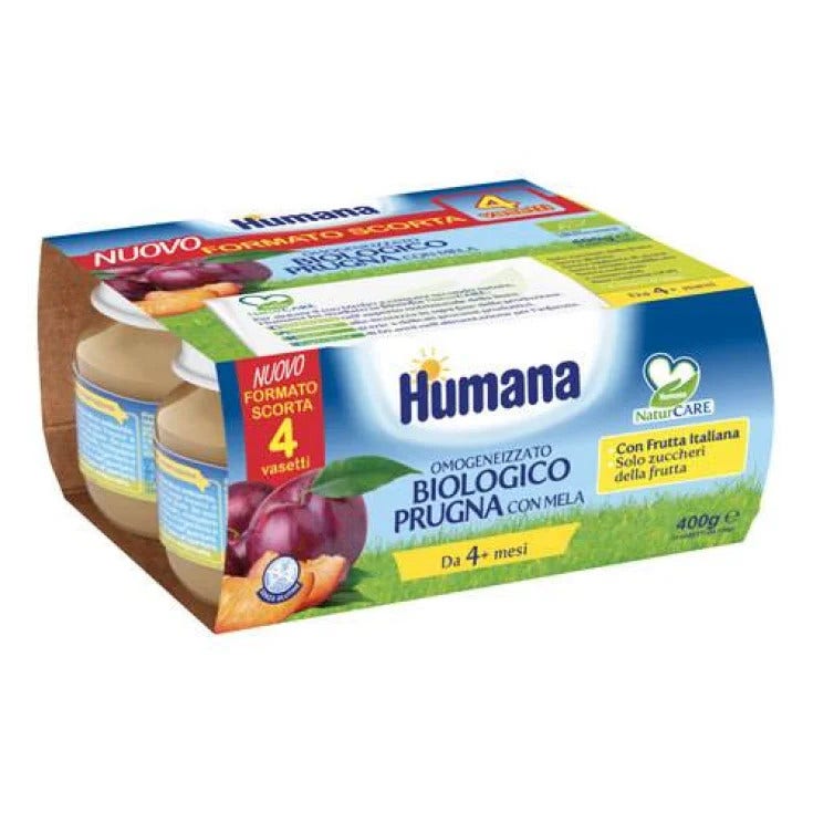 Humana Omogeneizzato Prugna Con Mela Bio 4x100g 4Mesi+-1