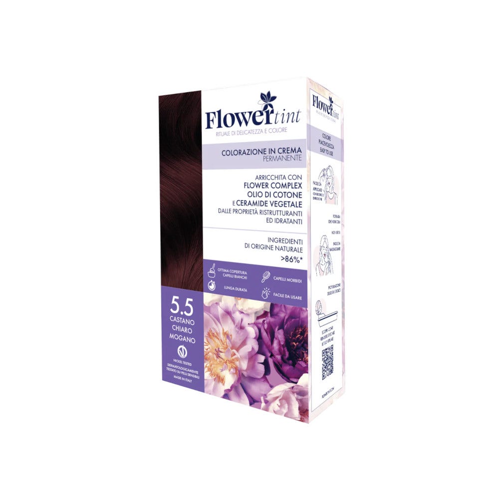 Flowertint Colorazione In Crema Permanente Colore 5,5 Castano Chiaro Mogano-1