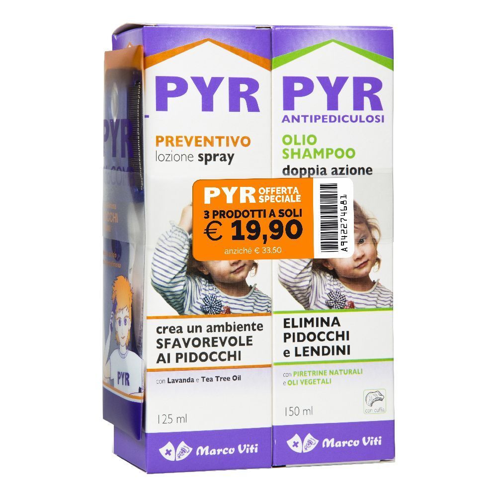 Pyr Olio Shampoo Antipediculosi + Lozione Spray Preventivo + 1 Pettinino -3