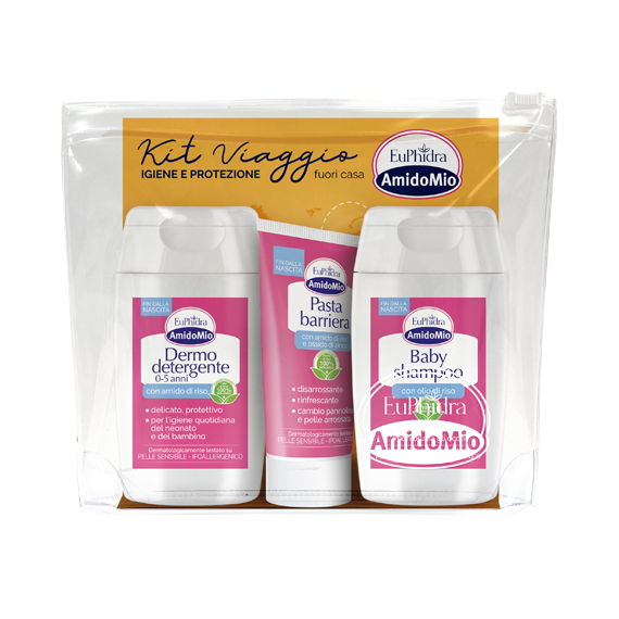 Euphidra Amido Mio Kit Viaggio Dermo Detergente100 ml + Baby Shampoo 100ml + Pasta Barriera 25ml-2