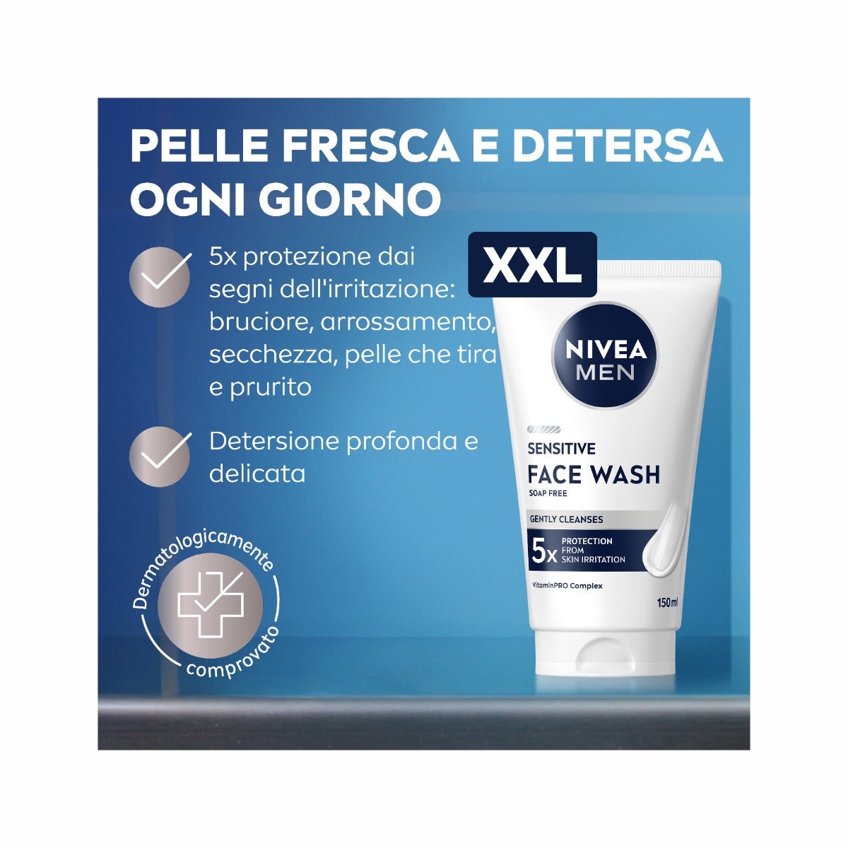 Nivea Men Sensitive Gel Detergente Viso Uomo XXL 150ml