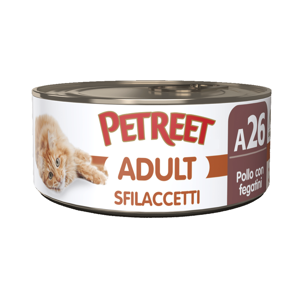 Petreet Adult Sfilaccetti Di Pollo Con Fegatini Per Gatti Lattina 70g-2