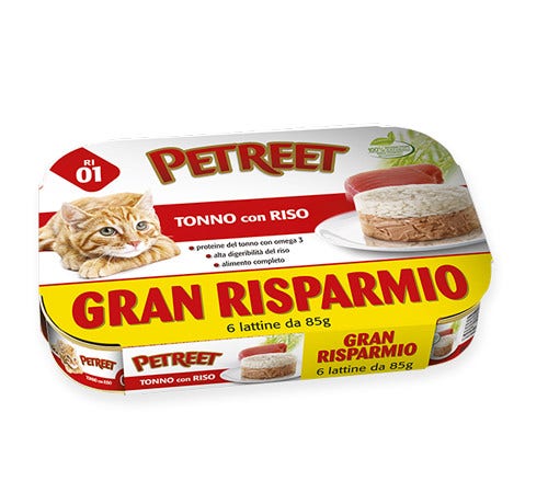 Petreet Tonno Riso Cibo Umido Per Gatti Adulti 6x85g-1