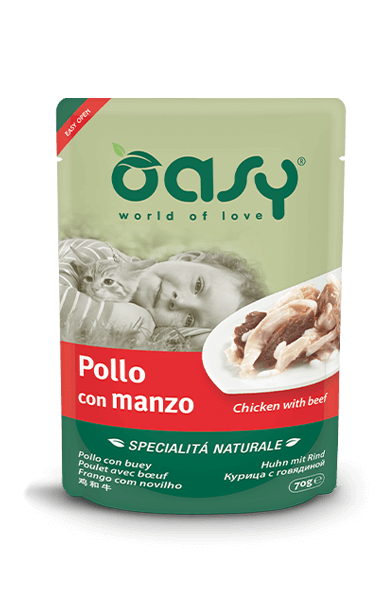 Oasy Wet Cat Pollo Con Manzo Per Gatti Adulti 70g-2