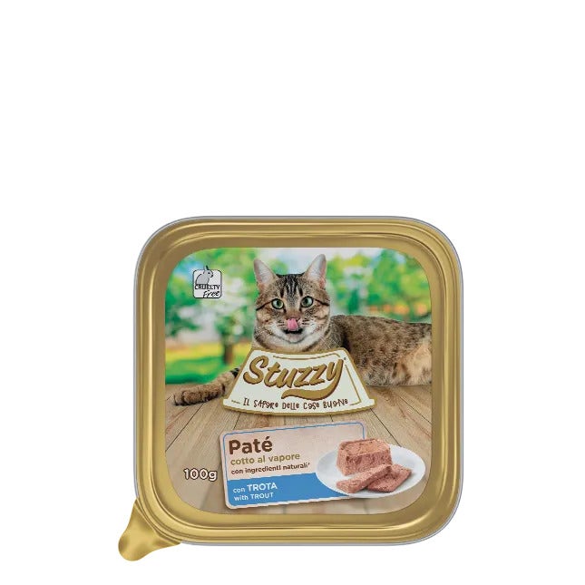 Stuzzy Paté Classico Con Trota Per Gatti Adulti Vaschetta 100g-3