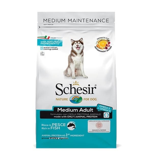 Schesir Ricco In Pesce Cibo Secco Cani Adulti Taglia Media Sacco 3 Kg-3