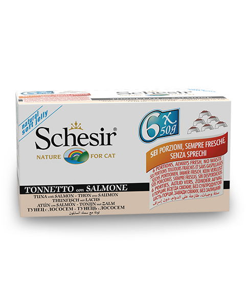 Schesir Tonnetto Con Salmone Cibo Umido Gatti Adulti Multipack 6x50g-3