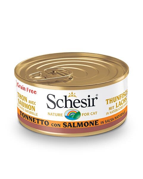 Schesir Tonnetto Con Salmone Lattina Cibo Umido Gatto Adulto 70g-1
