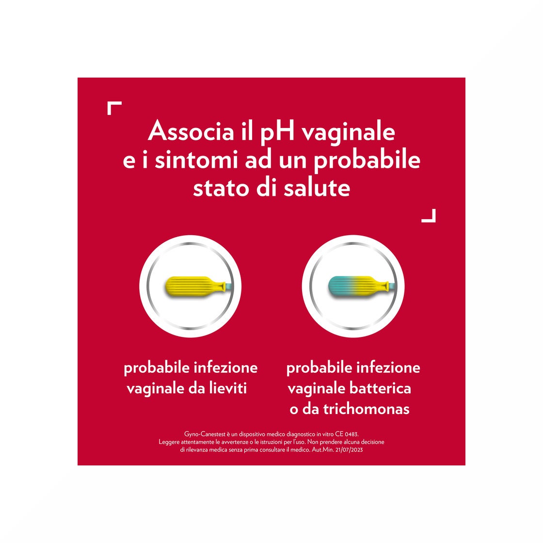 Gyno-Canestest Autotest Vaginale Diagnosi Infezioni Vaginali, Candida, Vaginosi Batterica, 1 Tampone
