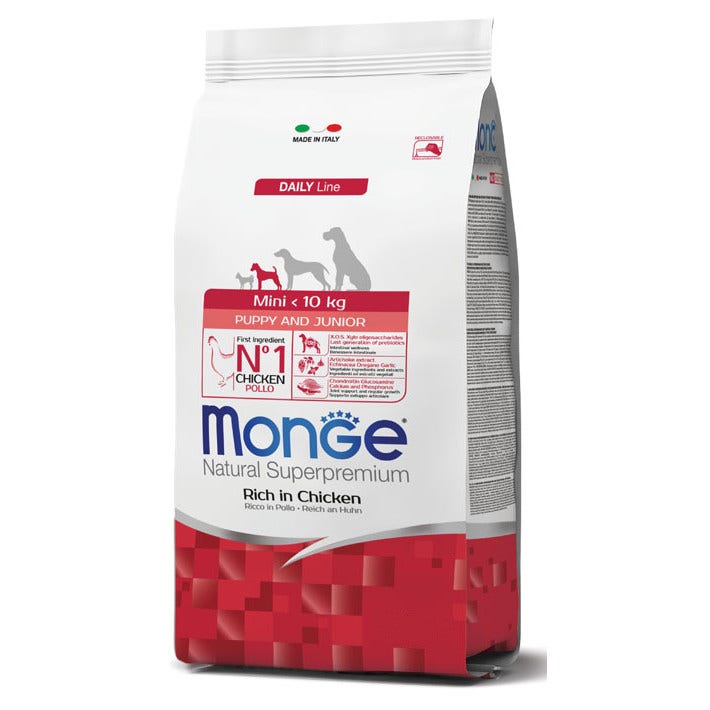 Monge Ricco di Pollo Cibo Secco Per Cani Cuccioli Taglia Piccola Sacco 3 Kg-1