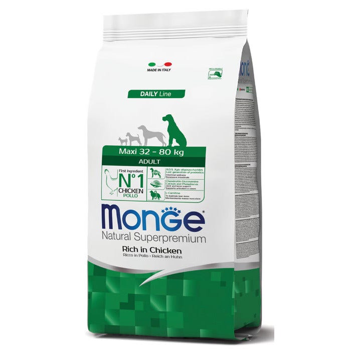 Monge Ricco Di Pollo Cibo Secco Per Cani Adulti Taglia Grande Sacco 12 Kg-1