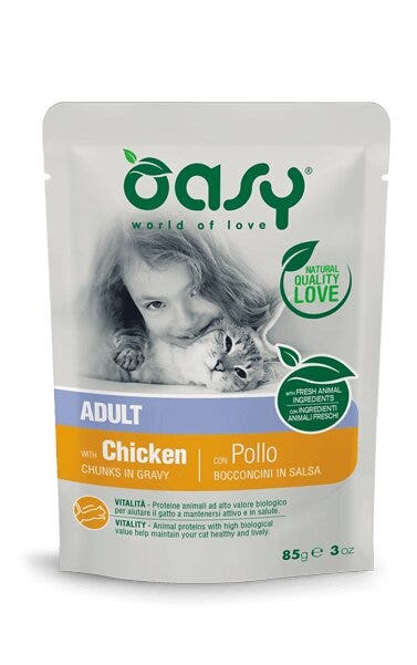 Oasy Bocconcini In Salsa Per Gatto Adult Con Pollo 85g-1