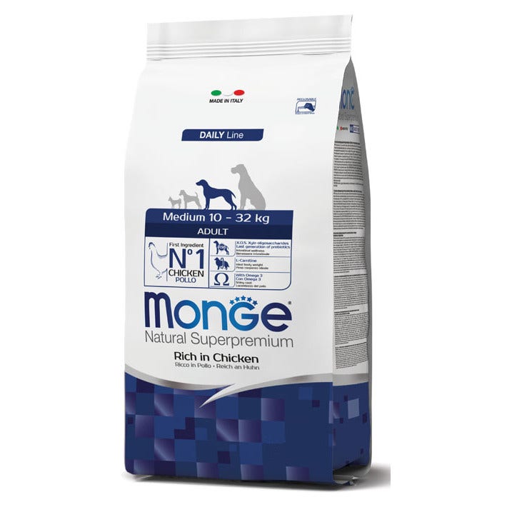 Monge Ricco Di Pollo Cibo Secco Cani Adulti Taglia Media Sacco 12Kg-2