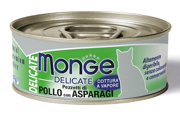 Monge Delicate Pezzetti Di Pollo Con Asparagi Cibo Umido Gatti Adulti Lattina 80g-2