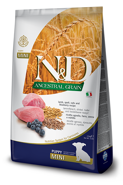 Farmina N&D Ancestral Grain Agnello E Mirtillo Cani Cuccioli Taglia Mini Sacco 800g-1