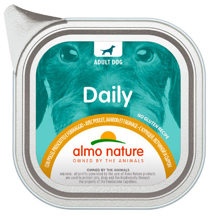 Almo Nature Daily Menù Cibo Umido Pollo/Prosciutto/Formaggio Per Cani Adulti Vaschetta 100g-2
