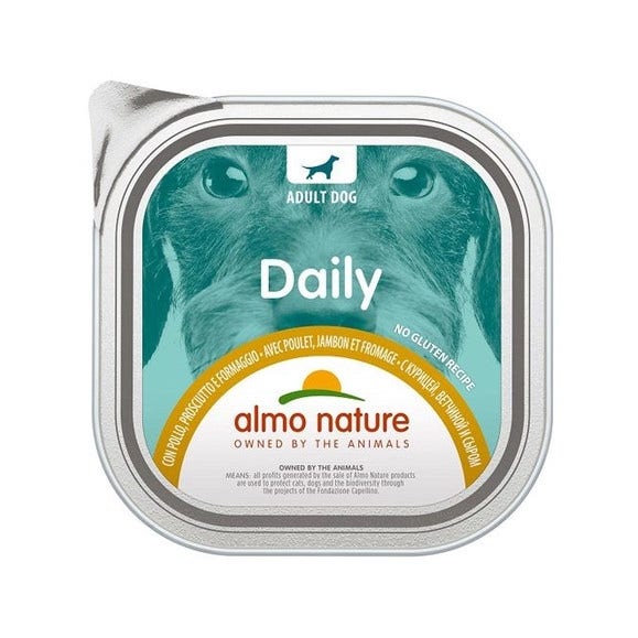 Almo Nature Daily Pollo Prosciutto E Formaggio Alimento Umido Per Cani Adulti 300g-1
