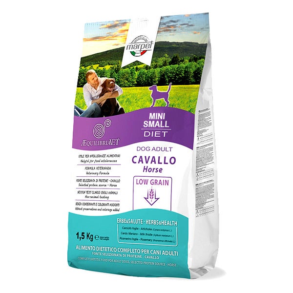 Marpet Aequilibriavet Low Grain Cavallo Cibo Secco Per Cani Adulti Taglia Mini Small Sacco 1,5Kg-3