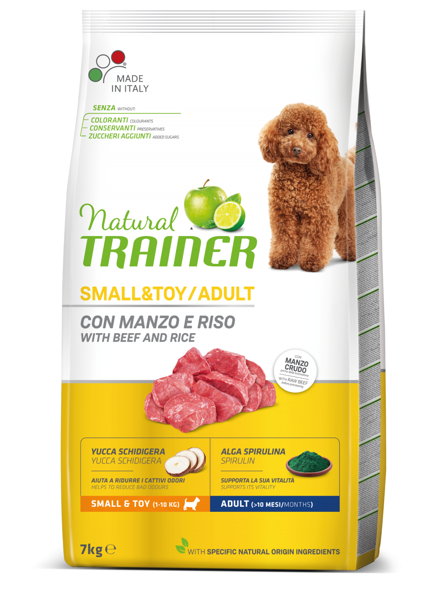 Natural Trainer Crocchette Manzo/Riso Per Cani Adulti Taglia Piccola Sacco 7kg-3