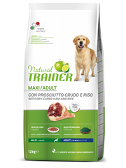Natural Trainer Crocchette Prosciutto Crudo/Riso Per Cani Adulti Taglia Grande Sacco 12kg-3