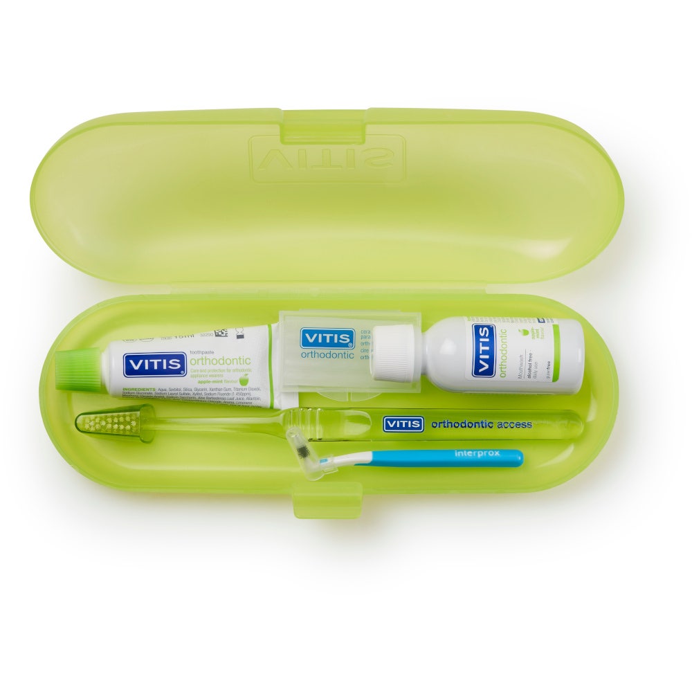 Vitis Kit Orthodontic Collutorio 30ml + Dentifricio 15ml +1 Spazzolino + Cera Ortodontica +1 Scovolino-3