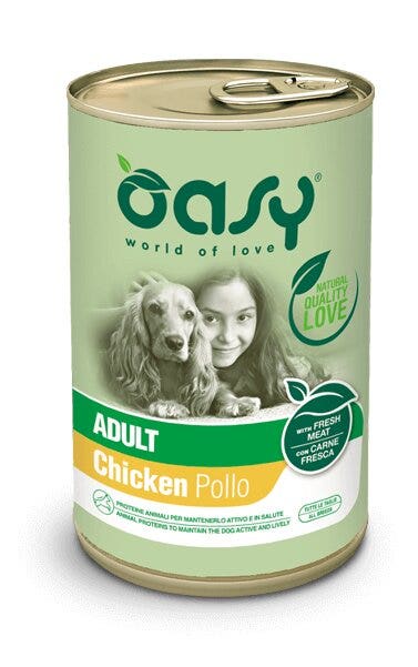 Oasy Wet Dog Lifestage Patè Pollo Cibo Umido Cani Adulti Lattina 400g-1