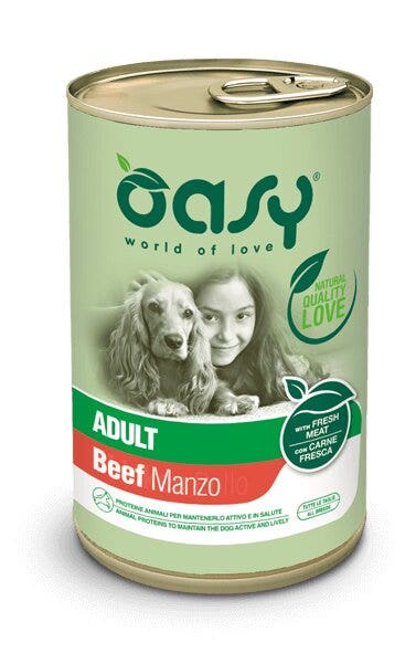 Oasy Wet Dog Lifestage Patè Manzo Cibo Umido Cani Adulti Lattina 400g-1
