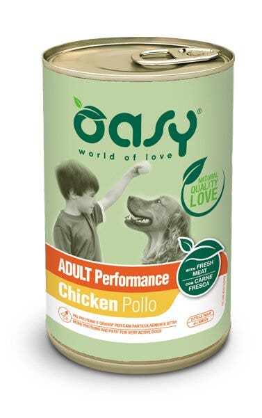 Oasy Wet Dog Lifestage Performance Patè Pollo Cibo Umido Cani Adulti Lattina 400g-1